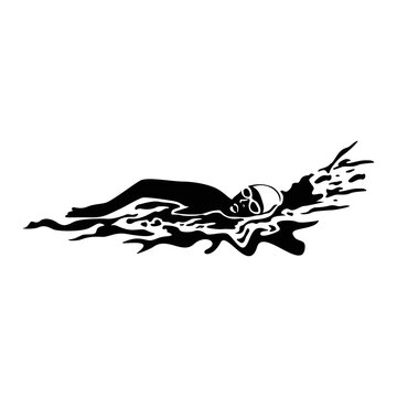 recommend clip art: swimmer silhouette. water sport vector illustration. professional man athlete.