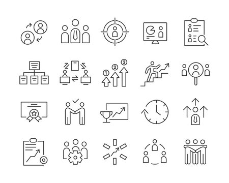 Business Management Icons - Vector Line. Editable Stroke.