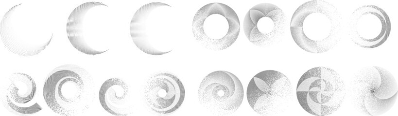 Fototapeta premium Lines in Circle Form . Spiral Vector Illustration .Technology round. Wave Logo . Design element . glitched lines .Abstract Geometric round shape 