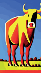 Various cute cows. Abstract colors. Hand-drawn color fashion vector illustrations. Funny characters. Cartoon style.