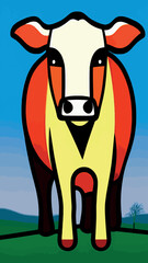 Various cute cows. Abstract colors. Hand-drawn color fashion vector illustrations. Funny characters. Cartoon style.