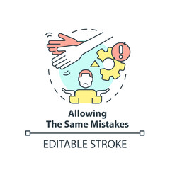 Allowing same mistakes concept icon. Toxic mentoring habit abstract idea thin line illustration. Ignoring mentee missteps. Isolated outline drawing. Editable stroke. Arial, Myriad Pro-Bold fonts used