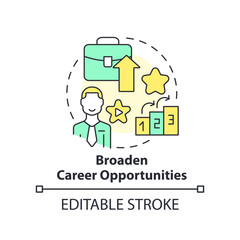 Broaden career opportunities concept icon. Mentoring relationship benefit abstract idea thin line illustration. Isolated outline drawing. Editable stroke. Arial, Myriad Pro-Bold fonts used