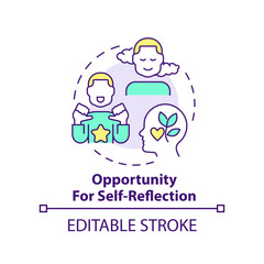 Opportunity for self-reflection concept icon. Benefit for mentor abstract idea thin line illustration. Self awareness. Isolated outline drawing. Editable stroke. Arial, Myriad Pro-Bold fonts used