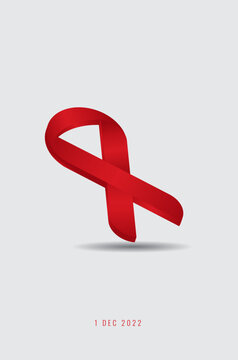 HIV 3d ribbon, AIDS 3d red ribbon