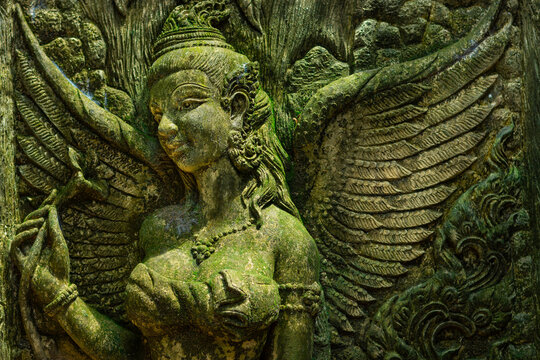 Stone carving of angels, Apsara, women of ancient Khmer art and Hinduism.