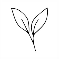Simple one line drawing of a leaf