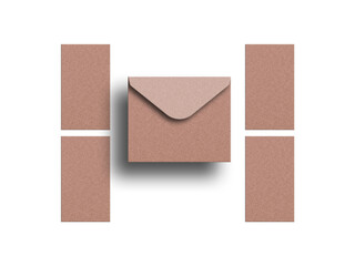 Craft paper envelope with business card mockup