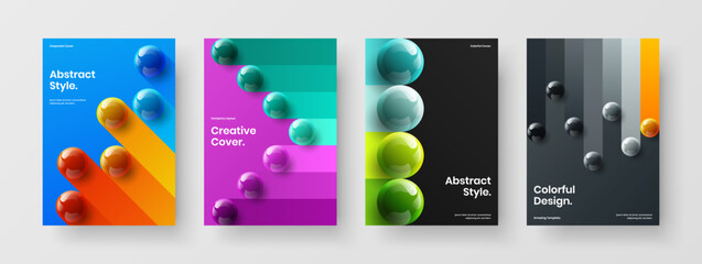 Trendy company identity design vector concept collection. Clean realistic balls annual report template set.