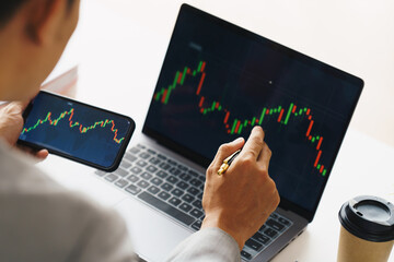 Business man deal Investment stock market discussing graph stock market trading Stock traders concept