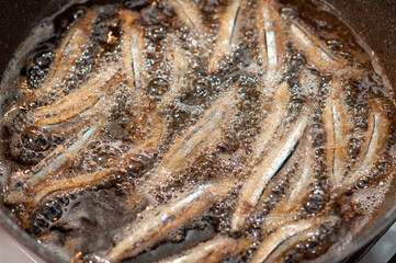 キビナゴのフライを調理するシーン　クッキング　日本