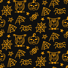 Halloween Cute Vector Seamless Pattern Texture