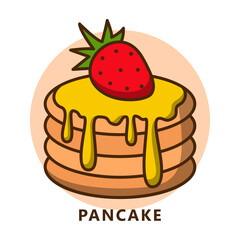 Pancake illustration cartoon. food and drink logo. Sweet dessert icon