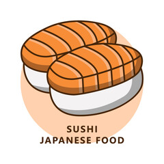 Sushi food illustration cartoon. food and drink logo. Japanese food icon