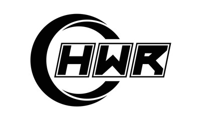 HWR three-letter circle logo design. custom font logo vector template | abstract logo | word mark logo | letter mark logo | business logo | minimalist logo | font logo | 