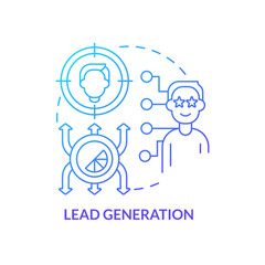 Lead generation blue gradient concept icon. Collect customer data. Type of telemarketing activities abstract idea thin line illustration. Isolated outline drawing. Myriad Pro-Bold font used