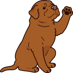 Simple and adorable French Mastiff illustration waving hand