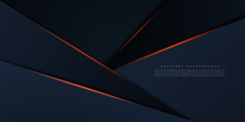 Modern geometry abstract background with dark color and orange light design. Vector Eps10