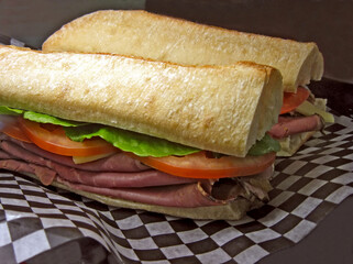 Roast beef submarine sandwich