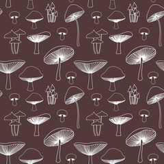 Hand drawn mushroom seamless pattern
