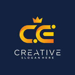 Letter CE With Crown logo icon design template elements