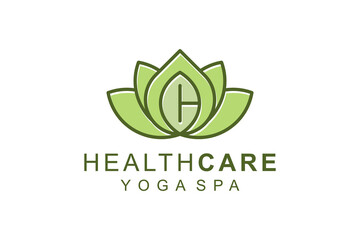 Lotus flower logo wellness beauty spa salon yoga lady meditation design modern minimalist