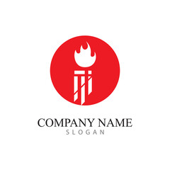 torch logo icon with concept vector illustration template