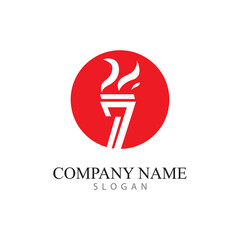 Fototapeta premium torch logo icon with concept vector illustration template