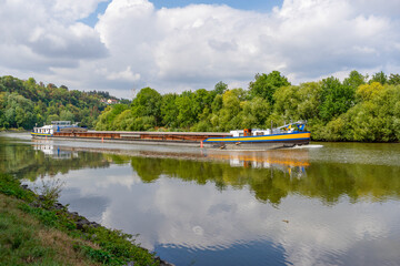 Cargo ship on a river