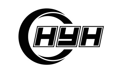 HYH three-letter circle logo design. custom font logo vector template | abstract logo | word mark logo | letter mark logo | business logo | minimalist logo | font logo | 