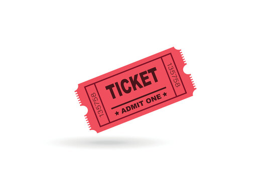 Ticket isolated isolated on white background. Template of ticket card. Ticket for entrance to the event. Vector tickets templates on concert, cinema, theater, play, party, festival