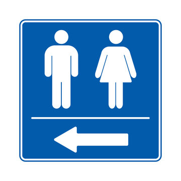 Men and women icons. Gender symbols for toilets and special places. Men and women restroom sign. WC direction arrows sign set