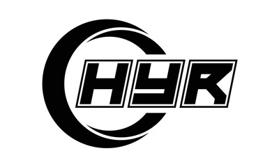 Fototapeta na wymiar HYR three-letter circle logo design. custom font logo vector template | abstract logo | word mark logo | letter mark logo | business logo | minimalist logo | font logo | 