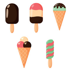 The Ice Cream, different types. Vector illustration