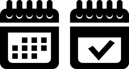 Calendar icon. Black illustration isolated for graphic and web design.