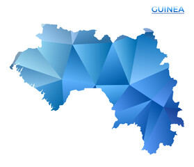 Vector polygonal Guinea map. Vibrant geometric country in low poly style. Vibrant illustration for your infographics. Technology, internet, network concept.