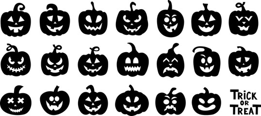 Halloween pumpkin silhouette set  - obrazy, fototapety, plakaty