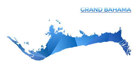 Vector polygonal map of Grand Bahama. Vibrant geometric island in a low poly style. Artistic illustration for infographics.