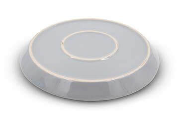 white and gray ceramic plate isolated on a white background