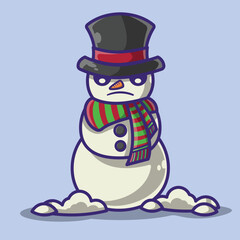 snowman getting ready for the coming winter