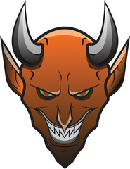 Vector Illustration of Devil Head in Vintage Style
