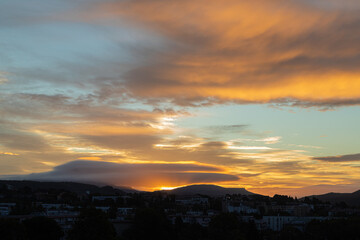 the Sainte Victoire mountain in the light of an autumn morning