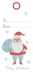 Card label with cute Santa Claus