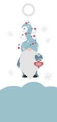 Christmas gift tag with  scandinavian gnome