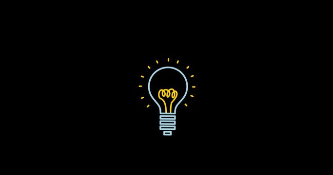 2d animation of glowing light bulb