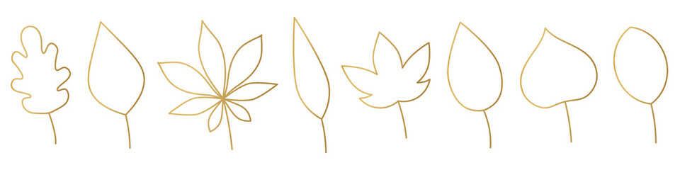 banner with golden leaves set- vector illustration