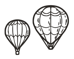 Flying balloon outline element for tourism and travel design