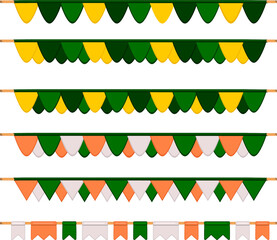 Irish holiday St Patrick day, big set from flags on rope