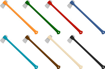 big kit steel axes with wooden handle
