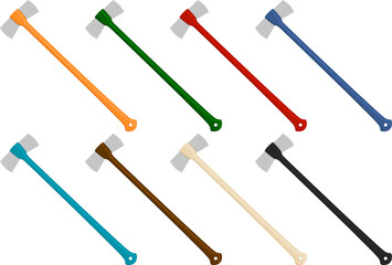 big kit steel axes with wooden handle